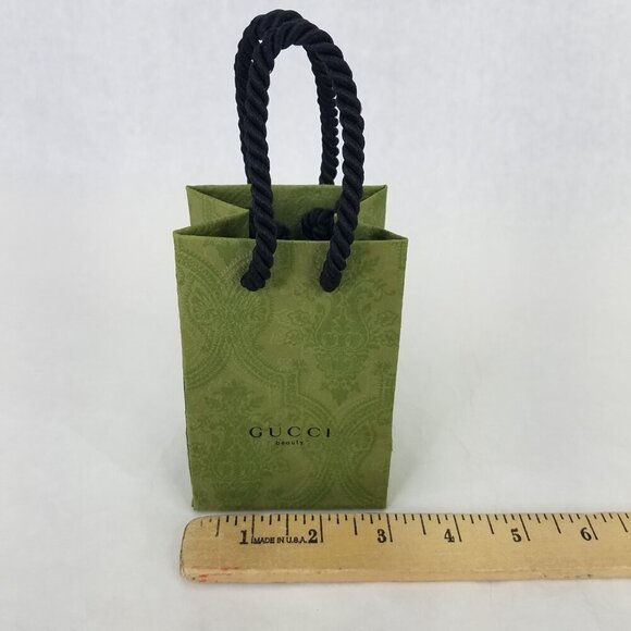 Gucci Beauty Bag Green Paisley Empty Shopping Paper Mini 4.5" x 3" x 2.5" Decor - Picture 8 of 10